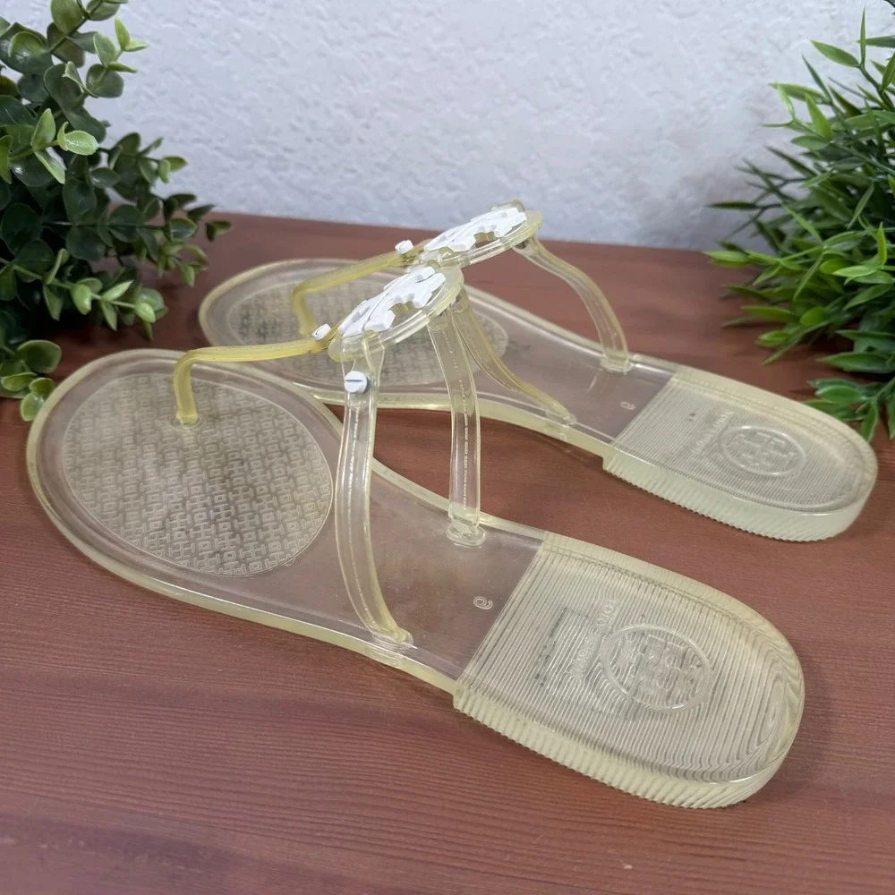 Tory Burch Womens Mini Miller Clear Jelly Logo Thong Sandals Size 9